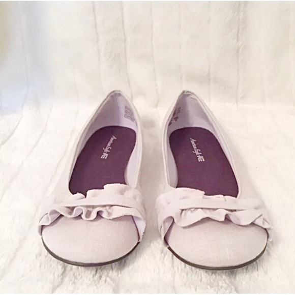 AEO NWOT Lavender Ruffled Fabric Ballet Slippers - Picture 3 of 8